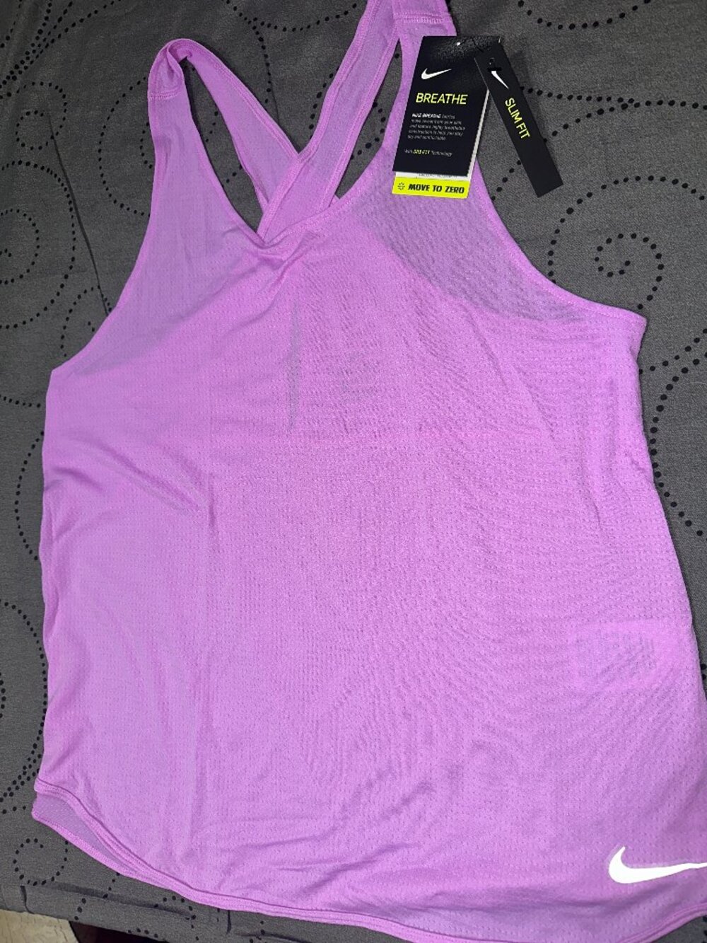 NIKE WOMEN'S BREATHE RUNNING #597 FUSCHIA GLOW TANK SLIM FIT SIZE L WOMEN $35.00